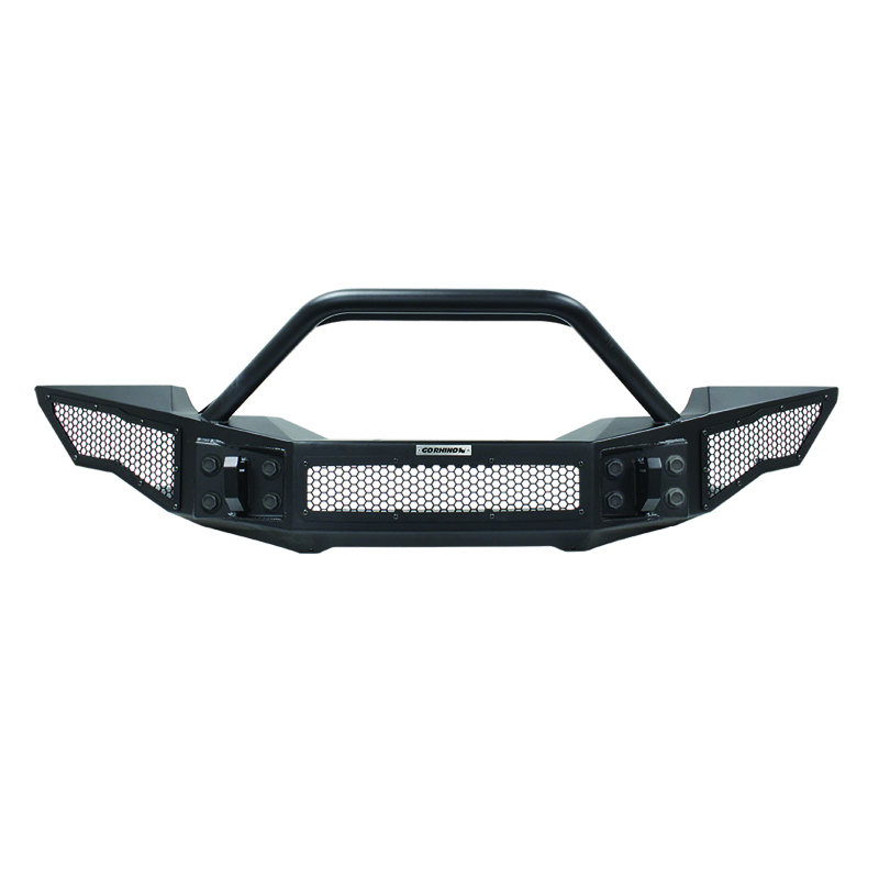 Jeep Wrangler JL Bumper - Front - Go Rhino - Rockline Full Width + Overrider - Textured Black - `07-`20
